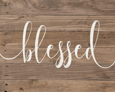 Rustic Blessed Script Black Ornate Wood Framed Art Print with Double Matting by Moulton, Jo