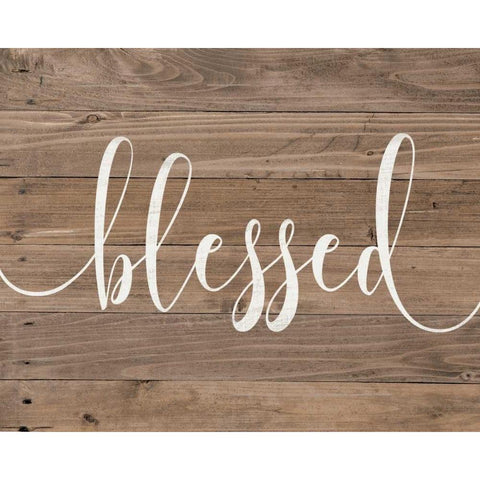 Rustic Blessed Script Black Modern Wood Framed Art Print with Double Matting by Moulton, Jo