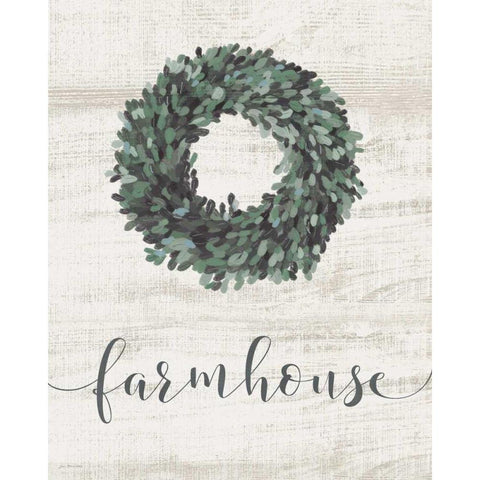 Farmhouse Wreath Black Modern Wood Framed Art Print with Double Matting by Moulton, Jo