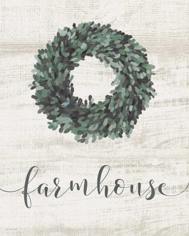 Farmhouse Wreath Black Ornate Wood Framed Art Print with Double Matting by Moulton, Jo