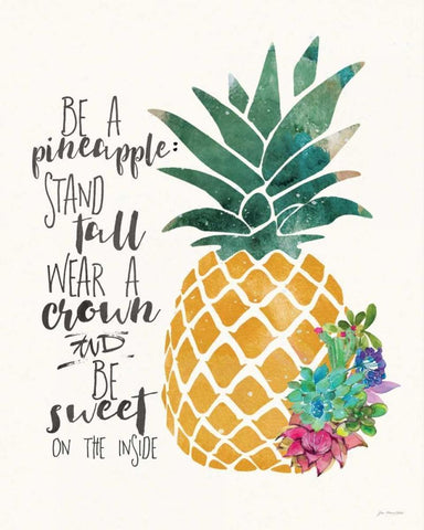Be a Pineapple White Modern Wood Framed Art Print with Double Matting by Moulton, Jo