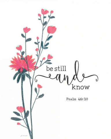 Be Still and Know Bloom White Modern Wood Framed Art Print with Double Matting by Moulton, Jo