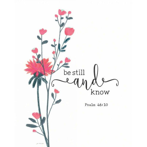 Be Still and Know Bloom White Modern Wood Framed Art Print by Moulton, Jo