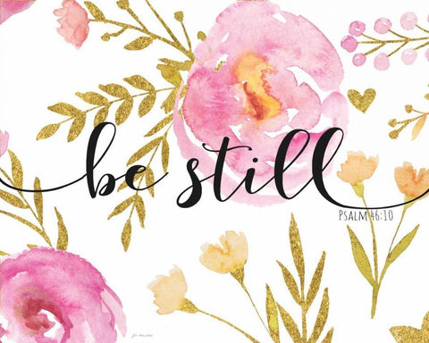 Be Still Floral White Modern Wood Framed Art Print with Double Matting by Moulton, Jo