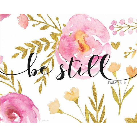 Be Still Floral Black Modern Wood Framed Art Print with Double Matting by Moulton, Jo