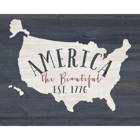 America the Beautiful White Modern Wood Framed Art Print by Moulton, Jo