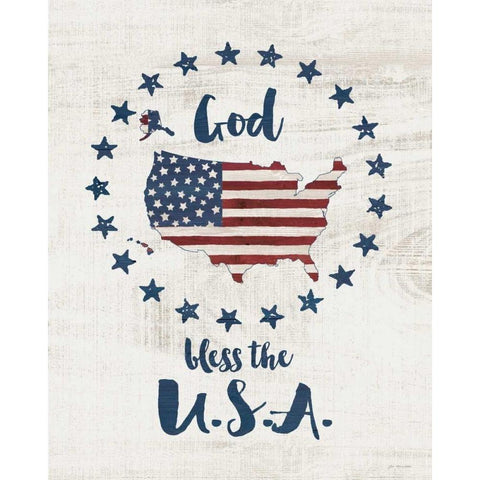 God Bless USA White Modern Wood Framed Art Print by Moulton, Jo