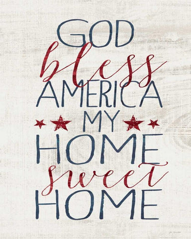 God Bless America White Modern Wood Framed Art Print with Double Matting by Moulton, Jo