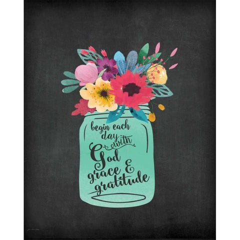 God, Grace, Gratitude Gold Ornate Wood Framed Art Print with Double Matting by Moulton, Jo