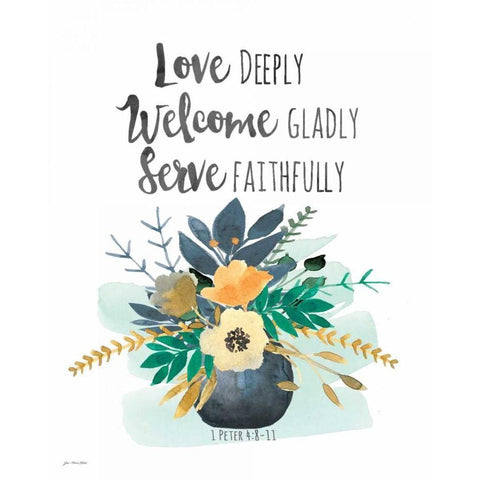 Serve Faithfully Gold Ornate Wood Framed Art Print with Double Matting by Moulton, Jo