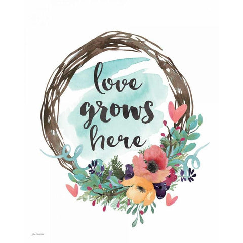 Love Grows Here Black Modern Wood Framed Art Print by Moulton, Jo
