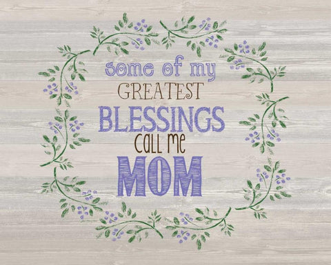 Moms Blessings White Modern Wood Framed Art Print with Double Matting by Moulton, Jo