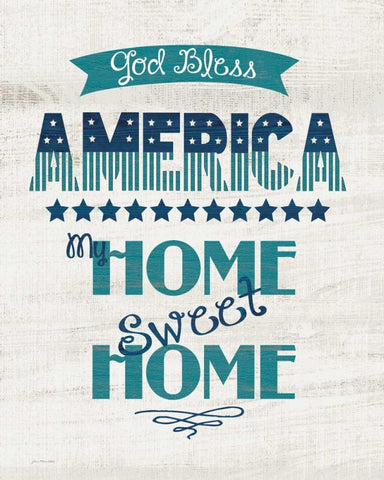 God Bless America White Modern Wood Framed Art Print with Double Matting by Moulton, Jo