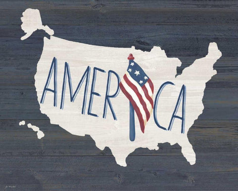 America White Modern Wood Framed Art Print with Double Matting by Moulton, Jo