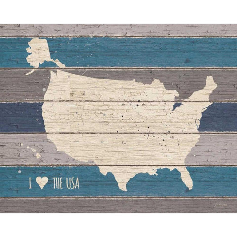 I Love the USA Map Black Modern Wood Framed Art Print by Moulton, Jo