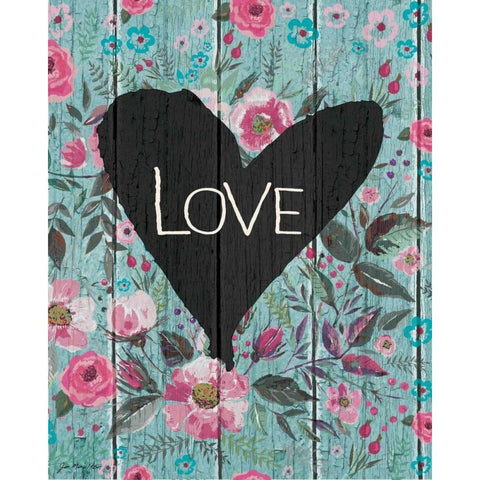 Love Heart Black Modern Wood Framed Art Print by Moulton, Jo