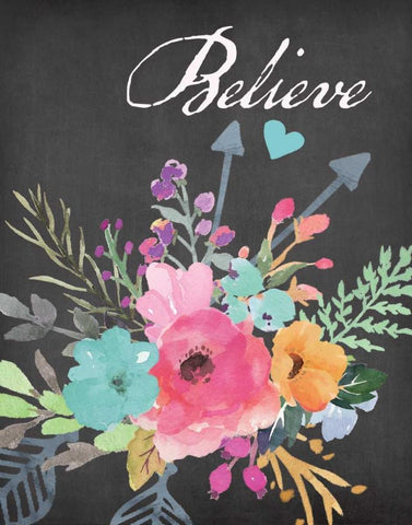 Believe - Chalk Black Ornate Wood Framed Art Print with Double Matting by Moulton, Jo