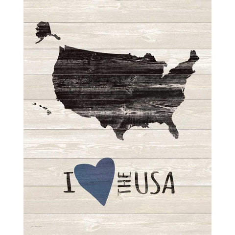 I Heart the USA Gold Ornate Wood Framed Art Print with Double Matting by Moulton, Jo