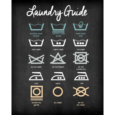 Laundry Guide Black Modern Wood Framed Art Print with Double Matting by Moulton, Jo
