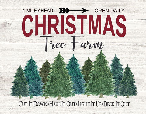 Deck It Out Christmas Tree Farm White Modern Wood Framed Art Print with Double Matting by Moulton, Jo
