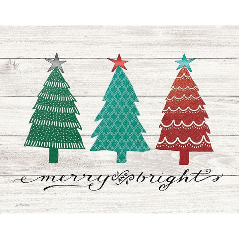 Merry and Bright Trees Black Modern Wood Framed Art Print with Double Matting by Moulton, Jo