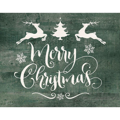 Merry Christmas Deer Black Modern Wood Framed Art Print by Moulton, Jo