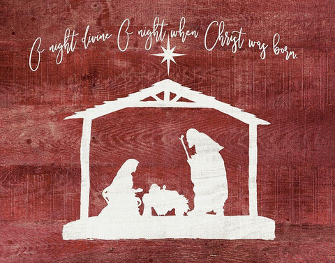 O Holy Night - Manger Black Ornate Wood Framed Art Print with Double Matting by Moulton, Jo