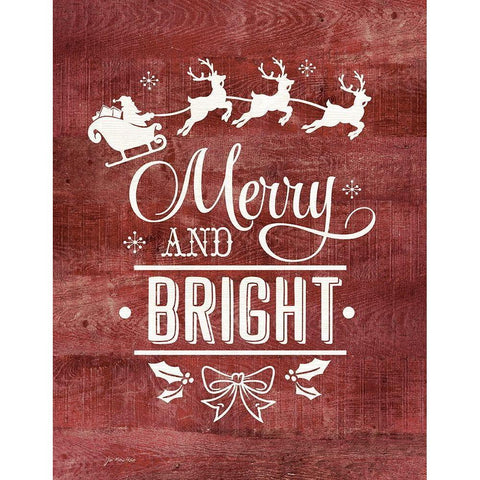 Merry and Bright Santa Black Modern Wood Framed Art Print with Double Matting by Moulton, Jo