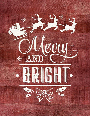 Merry and Bright Santa Black Ornate Wood Framed Art Print with Double Matting by Moulton, Jo