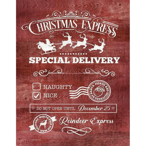 Christmas Express Black Modern Wood Framed Art Print by Moulton, Jo