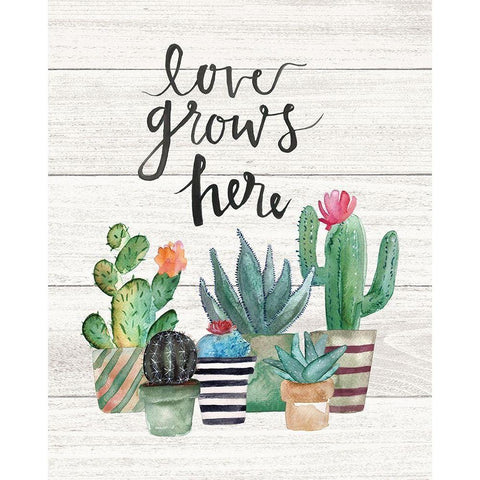 Love Grows Here White Modern Wood Framed Art Print by Moulton, Jo