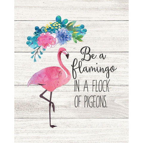 Be a Flamingo Black Modern Wood Framed Art Print with Double Matting by Moulton, Jo