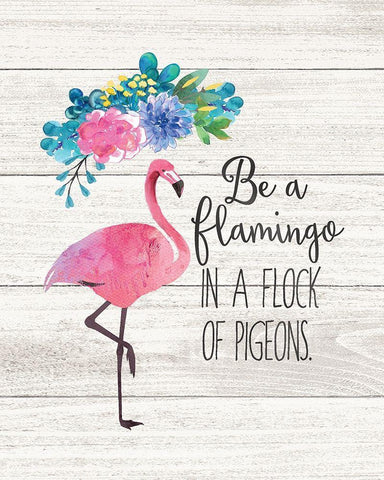 Be a Flamingo White Modern Wood Framed Art Print with Double Matting by Moulton, Jo