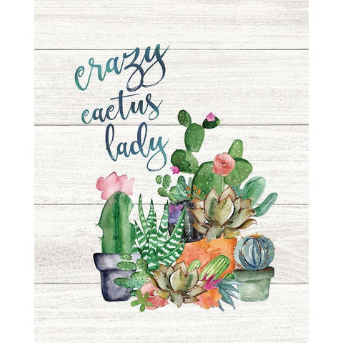 Crazy Cactus Lady Gold Ornate Wood Framed Art Print with Double Matting by Moulton, Jo