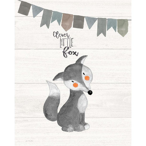 Clever Little Fox White Modern Wood Framed Art Print by Moulton, Jo