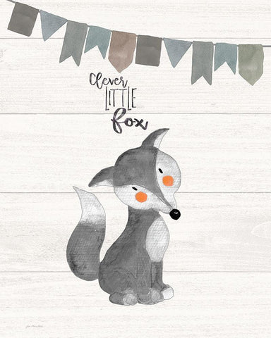 Clever Little Fox Black Ornate Wood Framed Art Print with Double Matting by Moulton, Jo