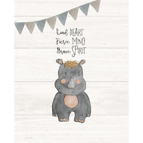 Kind Heart Hippo Black Modern Wood Framed Art Print by Moulton, Jo