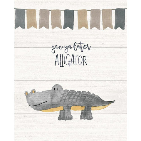 Later Alligator White Modern Wood Framed Art Print by Moulton, Jo