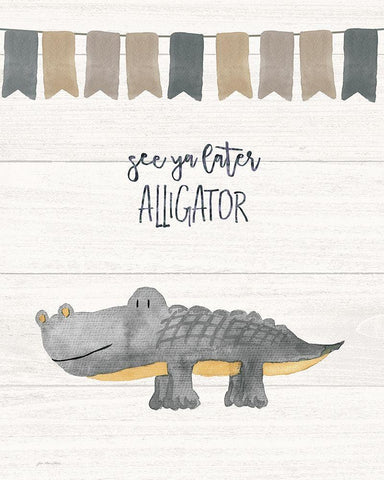 Later Alligator White Modern Wood Framed Art Print with Double Matting by Moulton, Jo