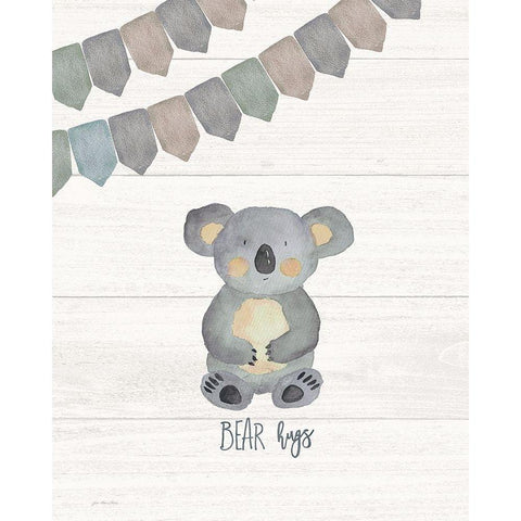 Bear Hugs White Modern Wood Framed Art Print by Moulton, Jo