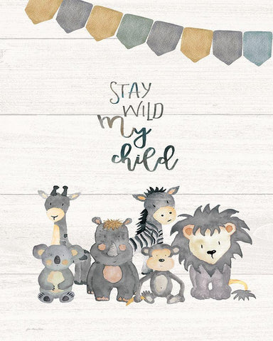 Stay Wild White Modern Wood Framed Art Print with Double Matting by Moulton, Jo