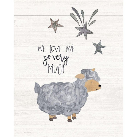 We Love Ewe White Modern Wood Framed Art Print by Moulton, Jo