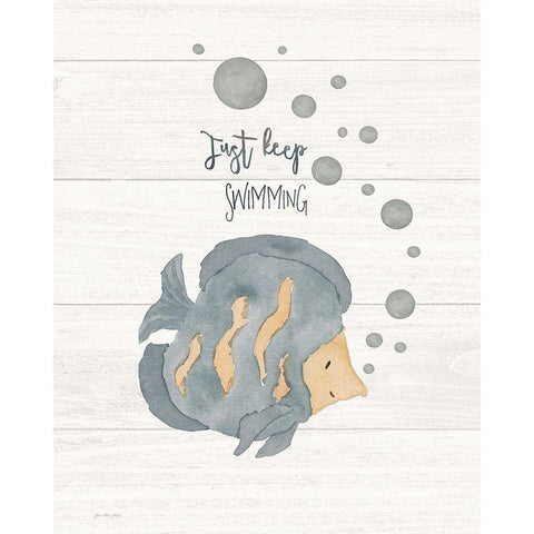 Just Keep Swimming Gold Ornate Wood Framed Art Print with Double Matting by Moulton, Jo