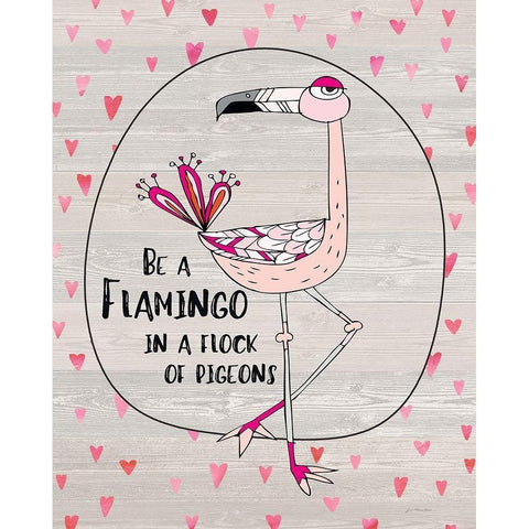 Flamingo White Modern Wood Framed Art Print by Moulton, Jo