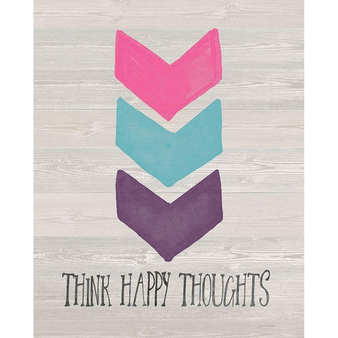 Think Happy Thoughts White Modern Wood Framed Art Print by Moulton, Jo