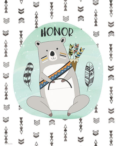 Honor Bear White Modern Wood Framed Art Print with Double Matting by Moulton, Jo