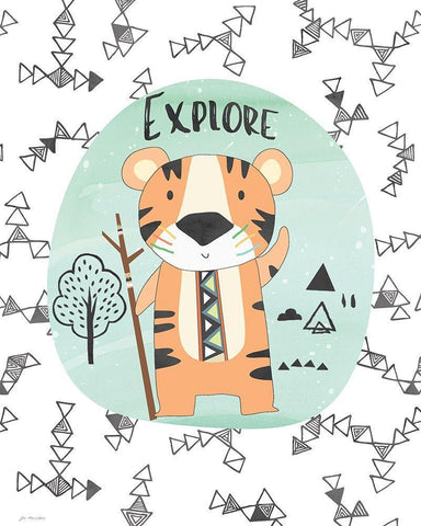 Explore Tiger Black Ornate Wood Framed Art Print with Double Matting by Moulton, Jo