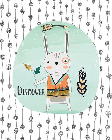 Bunny Discovery White Modern Wood Framed Art Print with Double Matting by Moulton, Jo