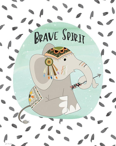 Brave Elephant White Modern Wood Framed Art Print with Double Matting by Moulton, Jo