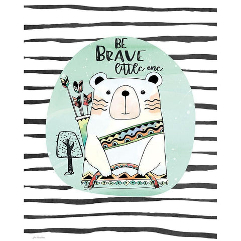 Brave Bear White Modern Wood Framed Art Print by Moulton, Jo